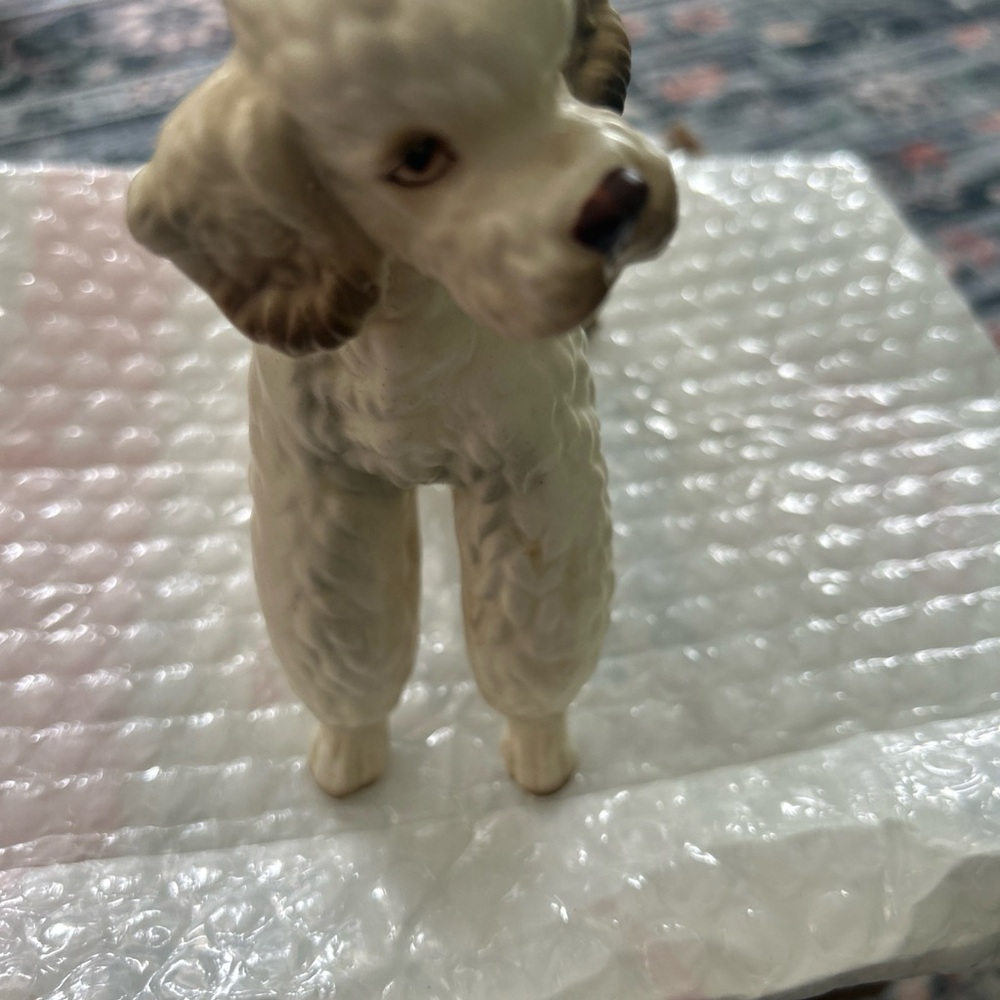 Cream Ceramic Poodle Dog Figurine - Unbranded
